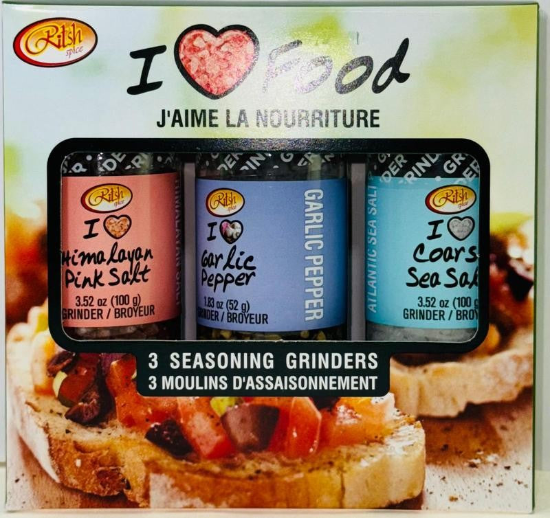 RITSH I LOVE FOOD 3 PACK SPICE GRINDER SET - HIMALAYAN PI