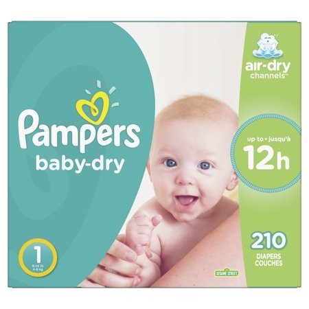 Pampers Baby-Dry Hypoallergenic Comfortable Wetness Indicator Diapers - Size 1 210 Count