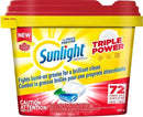 SUNLIGHT DISHWASHER DETERGENT, TRIPLE POWER 72 COUNT, FRESH SCENT