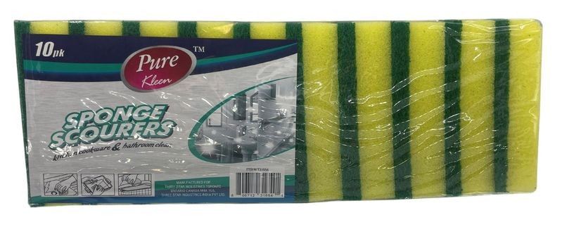 PURE KLEEN 10PK NYLON SCOURERS SPONGES