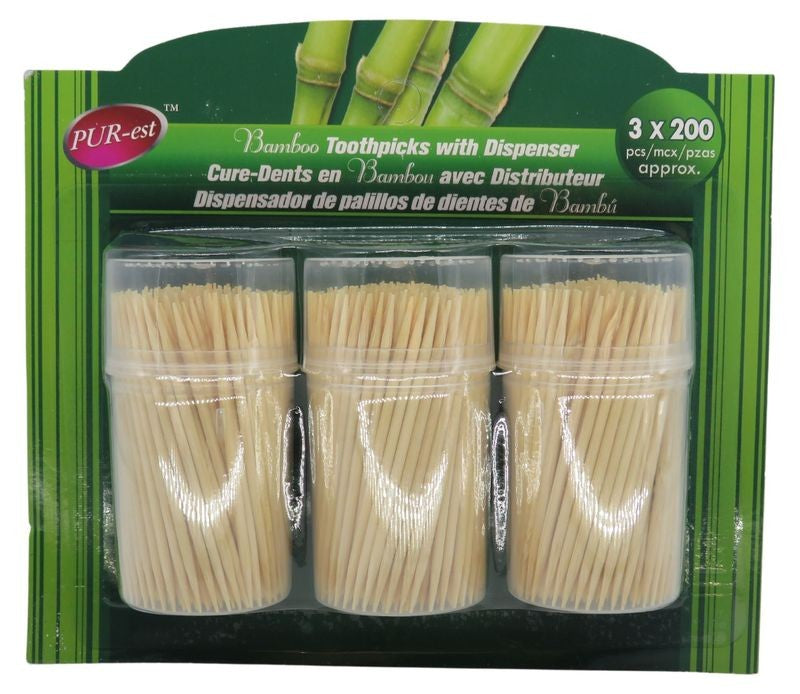 PUREST 3X200 BAMBOO TOOTHPICKS IN BLISTER