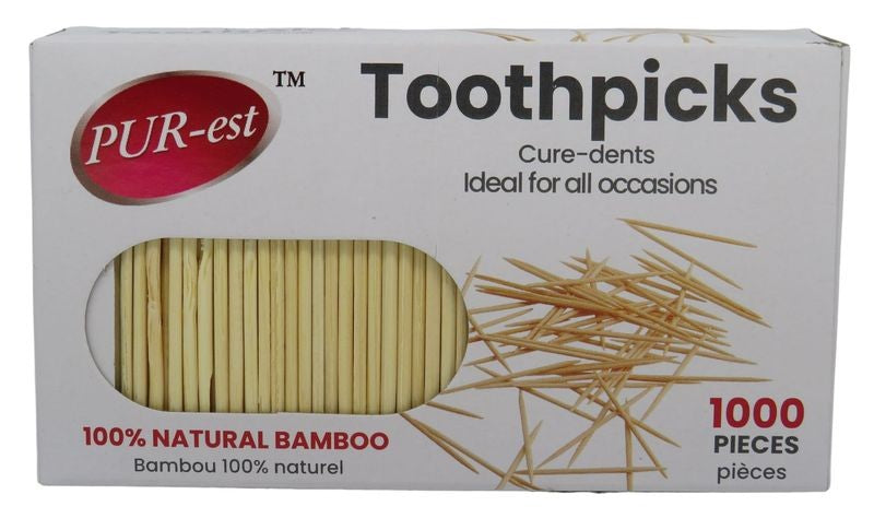 PUREST 1000 PCS BAMBOO TOOTHPICKS IN PAPER BOX