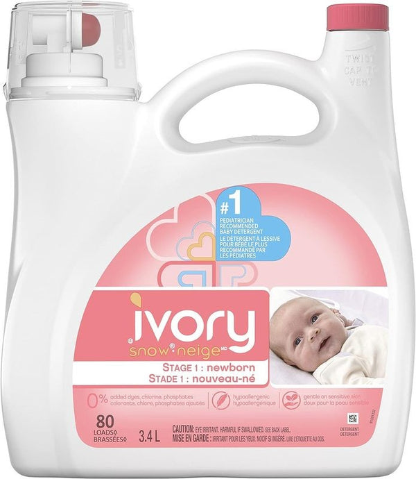 Ivory Snow Baby Liquid Laundry Detergent, 3.4 L, 80 Loads.