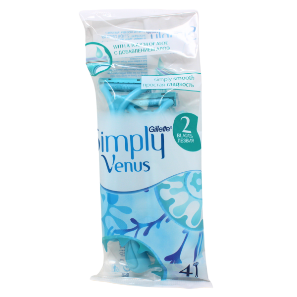 GILLETTE VENUS SIMPLY 2BLADE 4CT DISPOSABLE RZR ALOE/12 ()