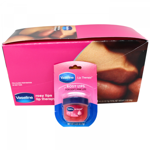 Vaseline Lip Therapy Rosy Lips Flavor Dry Chapped Lips 0.25 Oz (7g), 32 Pack