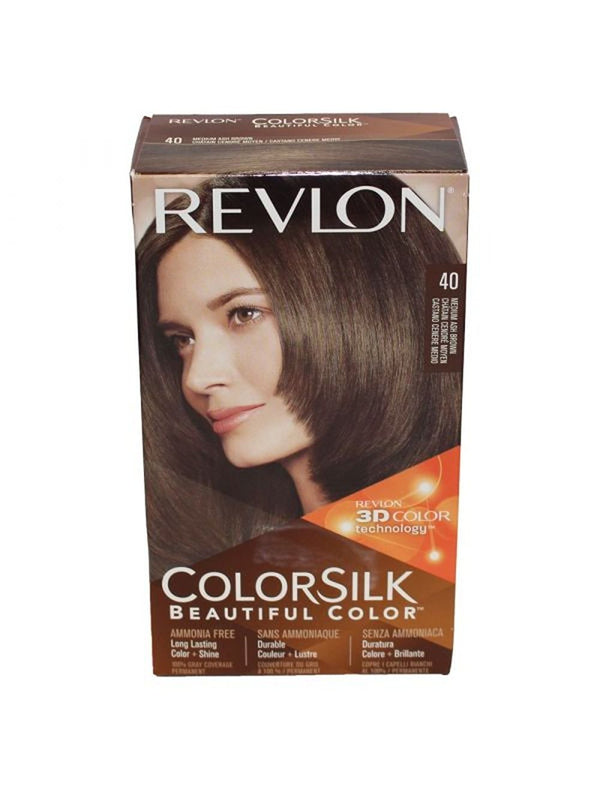 Revlon Colorsilk Beautiful 3D Color Technology #40 Medium Ash Brown, 12 Pack