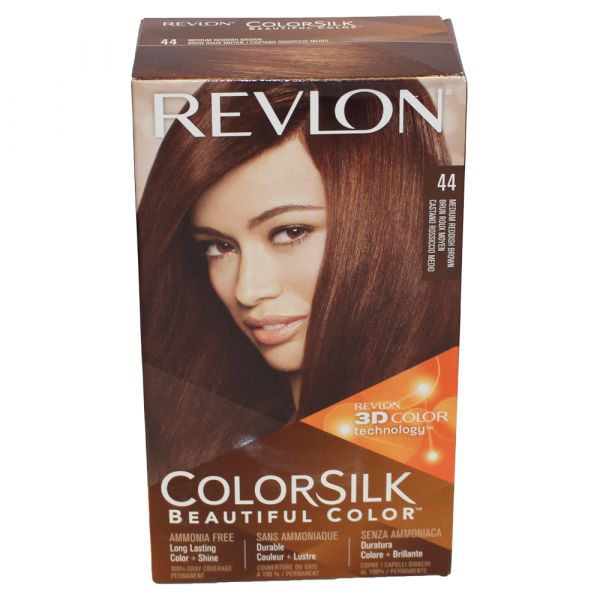 Revlon Colorsilk Beautiful 3D Hair Color #44 Medium Reddish Brown, 12 Pack