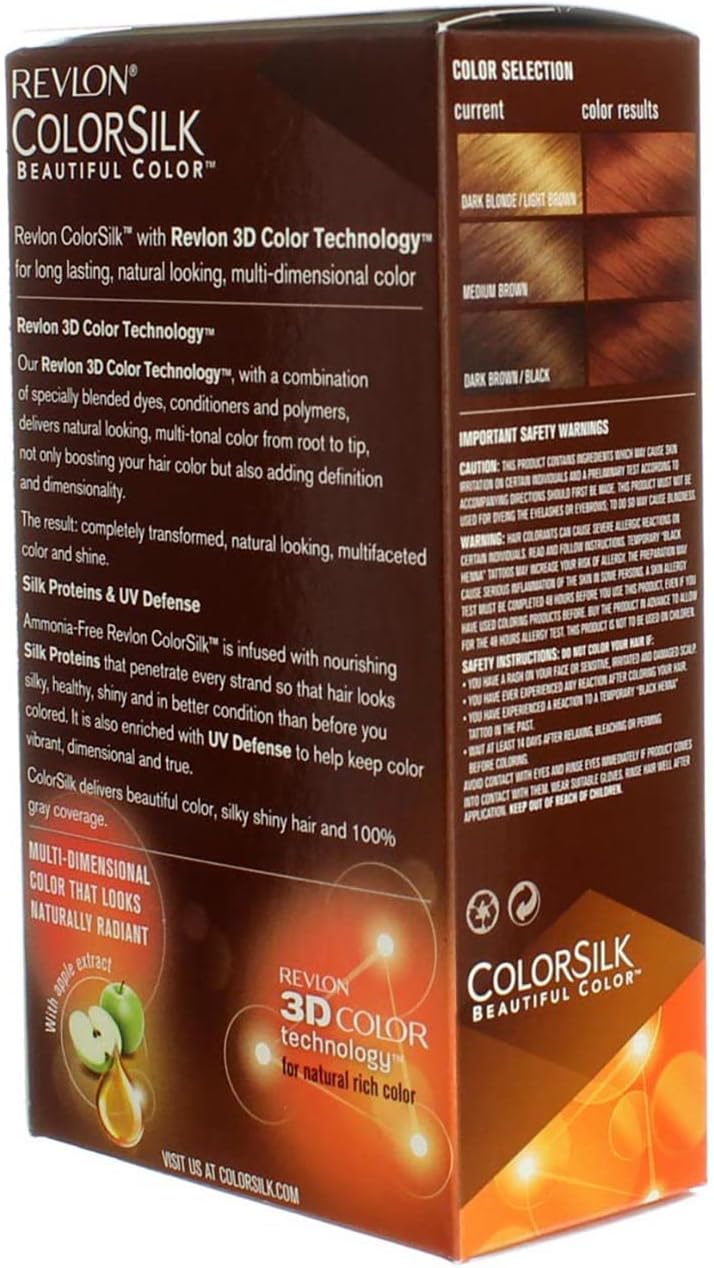 Revlon ColorSilk Beautiful 3D Hair Color, 42 Medium Auburn, 12 Pack