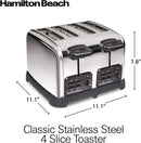 Hamilton Beach 24782C Retro Toaster with Wide Slots, Sure-Toast echnology, Bagel & Defrost Settings, Auto Boost to Lift Smaller Breads, 4 Slice, Polished Stainless Steel