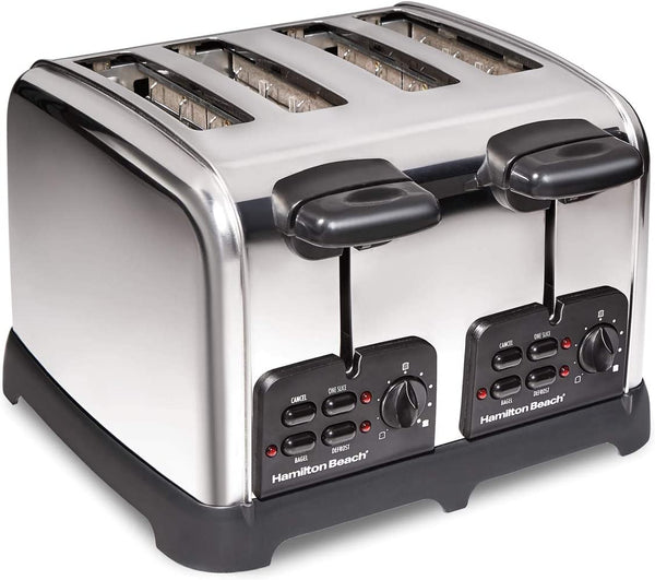 Hamilton Beach 24782C Retro Toaster with Wide Slots, Sure-Toast echnology, Bagel & Defrost Settings, Auto Boost to Lift Smaller Breads, 4 Slice, Polished Stainless Steel
