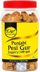 PK Punjabi Pesi Gur (Jaggery) 1 kg – Traditional Unrefined Cane Sugar | Natural Sweetener | Authentic Punjabi Gur