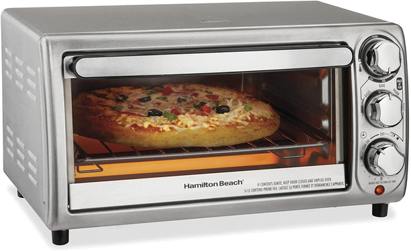 Hamilton Beach 4-Slice Countertop Toaster Oven with Bake Pan, Stainless Steel (31143)