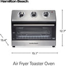 Hamilton Beach 31222 Air Fryer Countertop Toaster Oven, Includes Bake, Broil, and Toast, Fits 12” Pizza, 1800 Watts, 5 Cooking Modes, Black & Stainless Steel