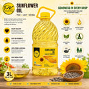 PK Sunflower Oil 3 L (101.4 fl oz) – Pure Cooking Oil for Frying, Sautéing, Baking & Everyday Cooking