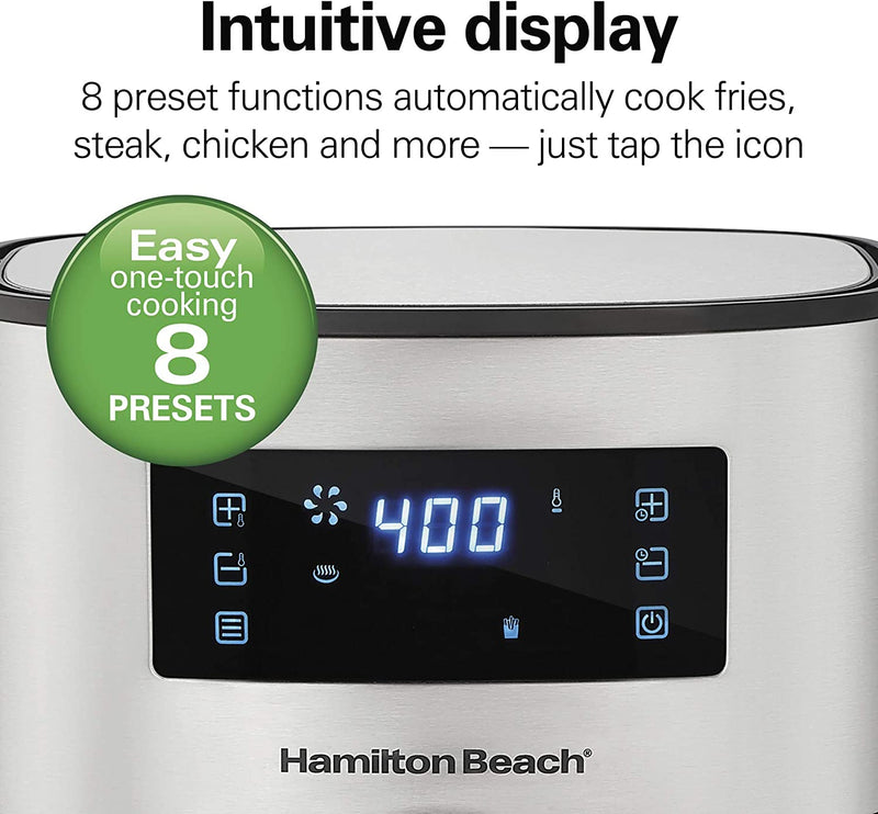 Hamilton Beach 5.8 Quart Digital Air Fryer Oven with 8 Presets, Easy to Clean Nonstick Basket, Black (35075)