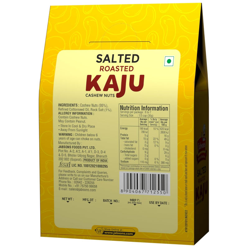 Jabsons Classic Saletd Cashew Nuts(Kaju) - 12 x 200gm