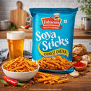 Jabsons Soya Sticks Chinese Chatka – Spicy Crunchy Soya Snack with Garlic Flavor | Protein-Rich Namkeen | Ready-to-Eat Savory Snack (180 G)