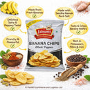 Jabsons Banana Chips Classic Salted 150g – Crispy Salted Banana Chips with Rock Salt | Indian Namkeen Snack | Pack of 24