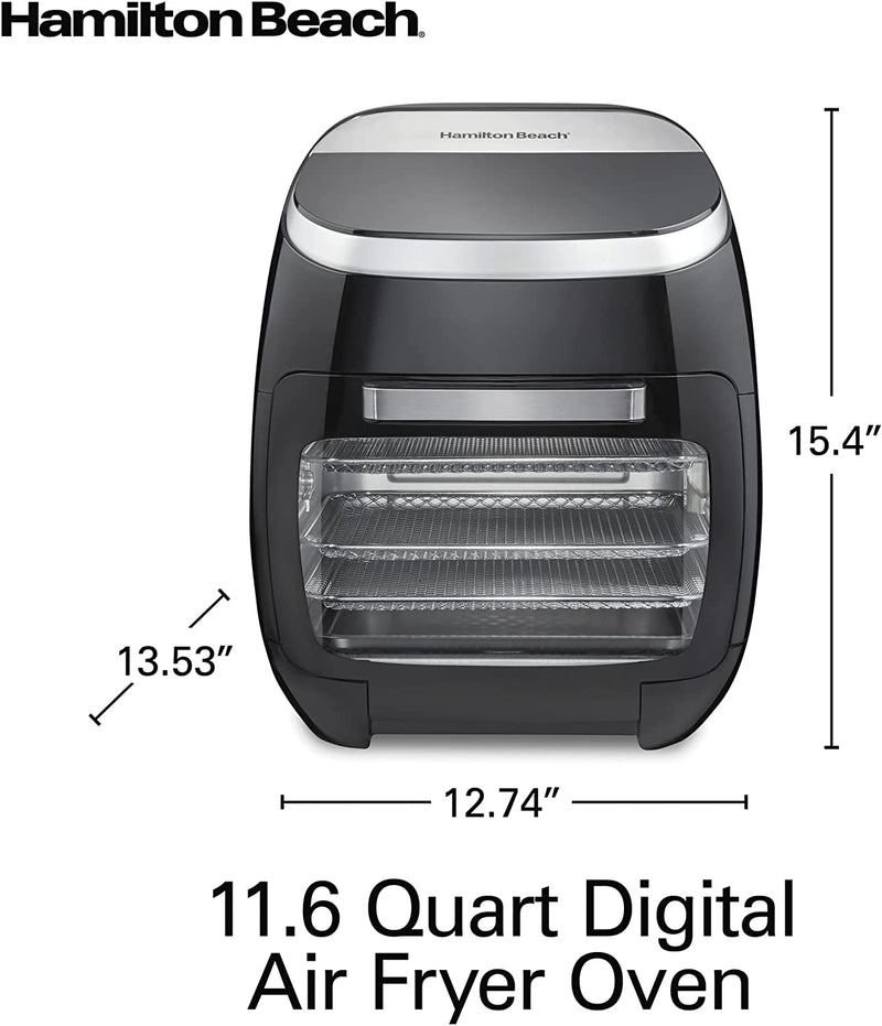 Hamilton Beach 11.6 QT Digital Air Fryer Oven with Rotisserie, 8 Pre-Set Functions including Dehydrator, Roaster & Toaster, 1700W, Black (35073)