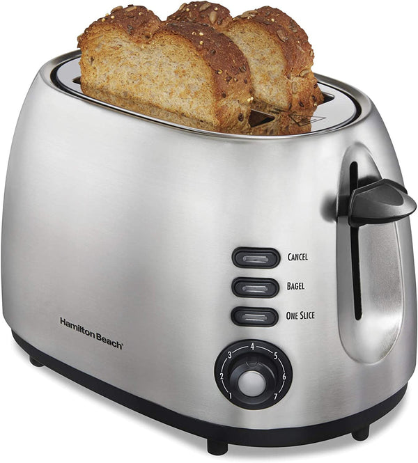 Hamilton Beach Toaster, Sure-Toast Technology, Shade Selector, Bagel Setting, Brushed Stainless Steel (22220C), 2 Slice Extra-Wide Slot