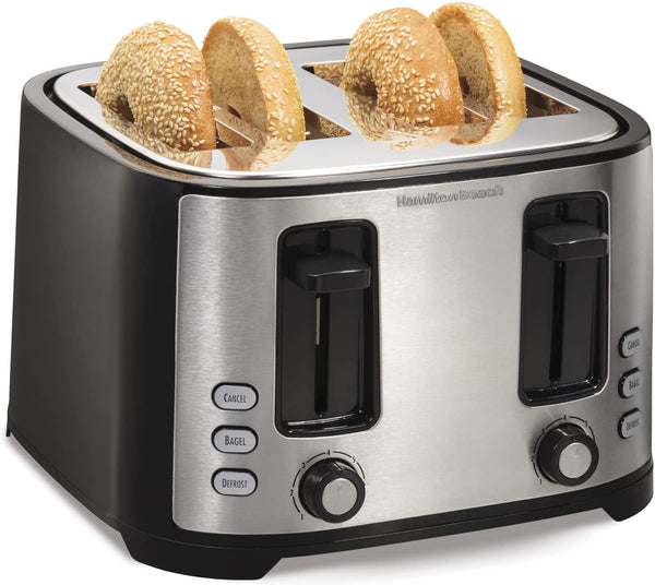 Hamilton Beach 24633V	Extra Wide Slot Toaster with Defrost and Bagel Functions Shade Selector, Toast Boost, Auto-Shutoff and Cancel Button, 4 Slices, Black