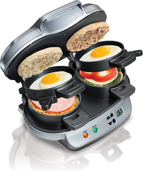 Hamilton Beach Dual Breakfast Sandwich Maker With Timer, Silver (25490C)