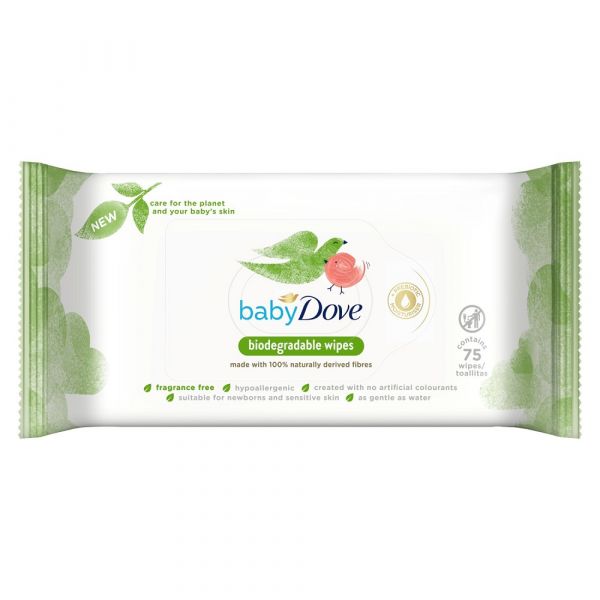 Dove Baby Wipes 75ct Biodegradable Frag Free/12