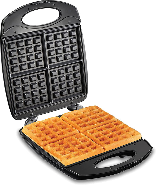 Hamilton Beach 26020C 4-Slice Belgian Waffle Maker, Black and Stainless Steel