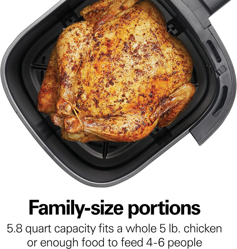 Hamilton Beach 5.8 Quart Digital Air Fryer Oven with 8 Presets, Easy to Clean Nonstick Basket, Black (35075)