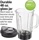 Hamilton Beach 58600 PowerMax Professional-Performance Blender for Shakes and Smoothies, Puree and Ice Crush, 48oz BPA-Free Glass Jar, 1680 Watts, Stainless, GREY