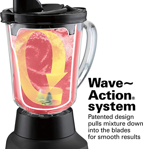 Hamilton Beach 58175 Power Elite Blender, 40 Oz. Glass Jar, Stainless Steel Blades, 800 Watts, Black