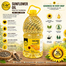 PK Sunflower Oil 3 L (101.4 fl oz) – Pure Cooking Oil for Frying, Sautéing, Baking & Everyday Cooking