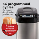 Hamilton Beach Bread Maker Machine Artisan and Gluten-Free, 2 lbs Capacity, 14 Settings, Digital, Stainless Steel, Black and Stainless (29885)