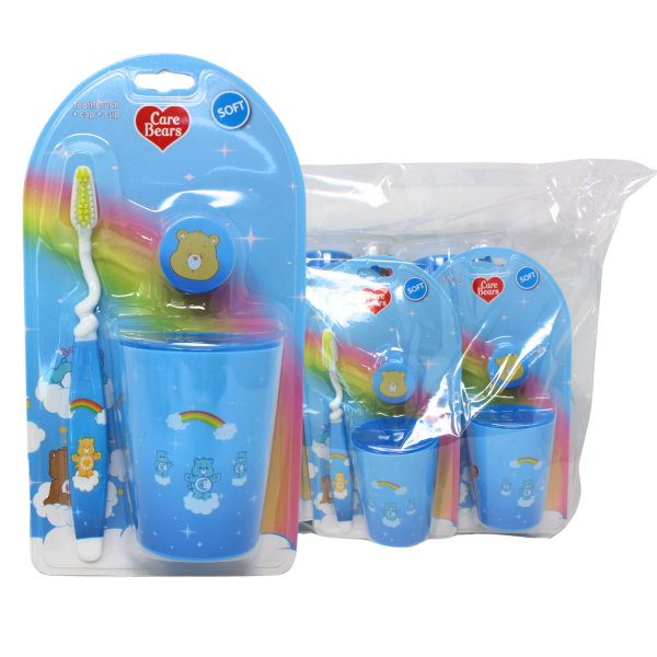 Care Bears Kids T/B W/ Cap & Cup Blue Soft/12x2