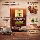 Geebees Coffee Gold Madras Coffee Instant Premix, Sweetened, 260g (9 oz), 10 Sachets, Café Style Filter Coffee, Quick & Easy Ready Mix