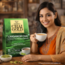 GeeBees Chai Gold Cardamom Chai, Sweetened, Instant Pre-Mix, 10 Sachets, Authentic Indian Cardamom Tea, Ready to Drink Tea - No Added preservatives, Natural Tea