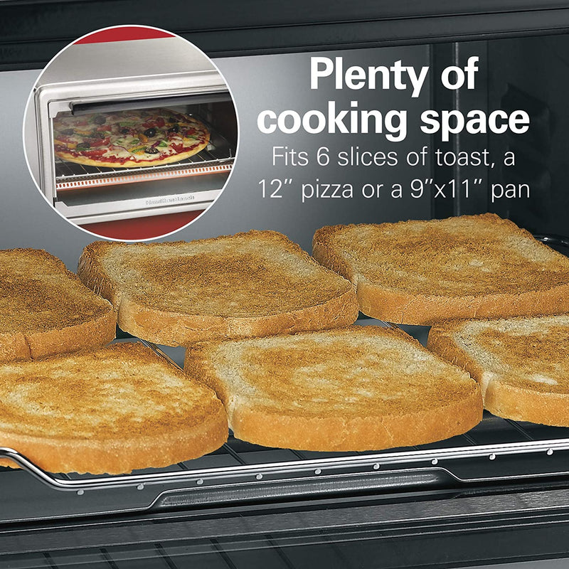 Hamilton Beach 31413C Countertop Toaster Oven, with Bake Pan, 6-Slice Sure Crisp, Stainless Steel