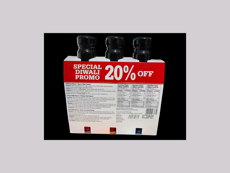 Ching's Combo Dark Soy Sauce , Red Chilli Sauce, Green Chilli, Sauce  24x170ml(3 in 1)
