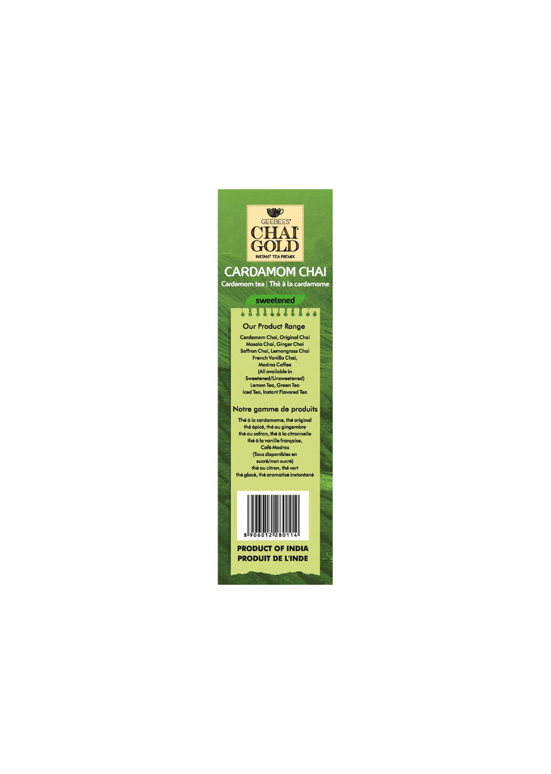 GEEBEES CHAI GOLD Cardamom Chai Sweetened - 12 X 220G