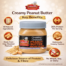 Jabsons Creamy Peanut Butter – High Protein (26%), Smooth & Creamy Spread, Clay Roasted Peanuts, Healthy Breakfast & Fitness Snack