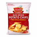 Jabsons Sun-Dried Potato Chips 110g – Red Chilli Masala | Made with Rock Salt (Sendha Namak) | Crunchy Spicy Chips | Tea-Time Snack