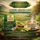 Geebees Chai Gold Lemon Grass Chai Instant Tea Premix, Sweetened, 260g (9 oz), 10 Sachets, Refreshing Herbal Lemongrass Tea, Quick & Easy Ready Mix