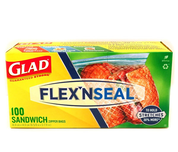 Glad Sandwich Bags Medium Flex N Seal 100ct