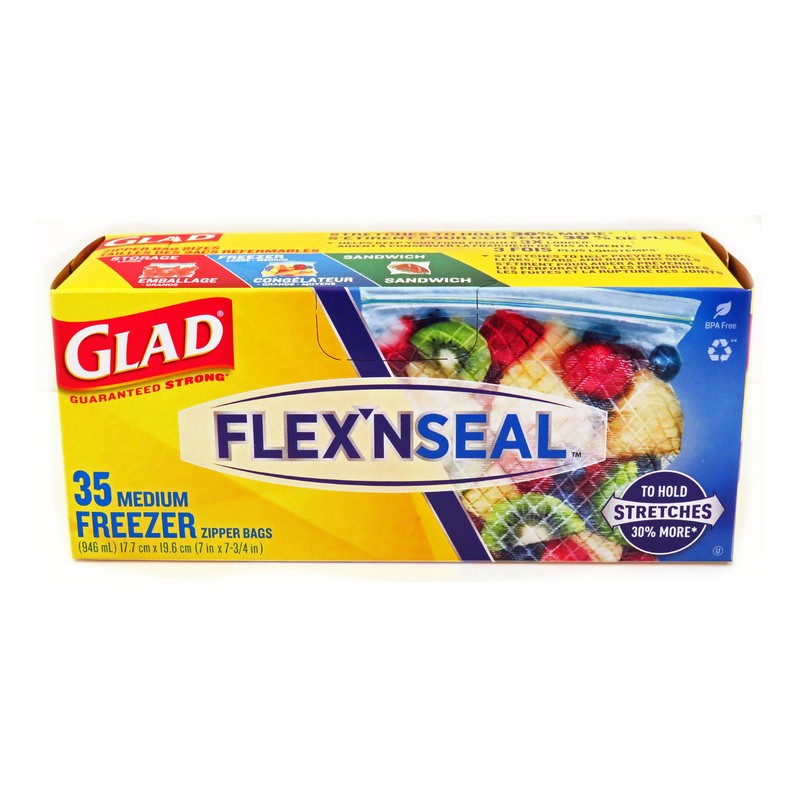 Glad Freezer Bags Medium Flex N Seal 35ct