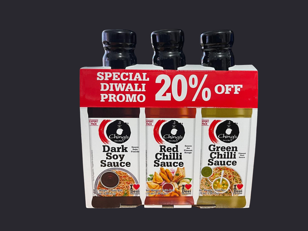 Ching's Combo Dark Soy Sauce , Red Chilli Sauce, Green Chilli, Sauce  24x170ml(3 in 1)