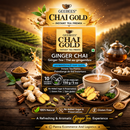 Geebees Chai Gold Ginger Chai Instant Tea Premix, Unsweetened, 150g (5 oz), 10 Sachets, Authentic Indian Adrak Tea, No Sugar, Quick & Easy Ready Mix