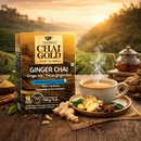Geebees Chai Gold Ginger Chai Instant Tea Premix, Unsweetened, 150g (5 oz), 10 Sachets, Authentic Indian Adrak Tea, No Sugar, Quick & Easy Ready Mix