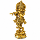 Lord Krishna statue with lotus base and halo - view 1 of 5