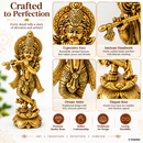 Lord Krishna statue with lotus base and halo - view 2 of 5
