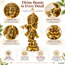 Lord Krishna statue with lotus base and halo - view 4 of 5